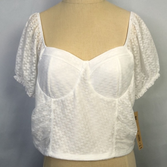 MADDEN NYC Puff Sleeve Cloud Dancer Top       Size XL - Picture 7 of 10